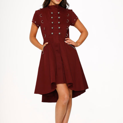 10274 Battalion Burgundy HiLo Swing Dress