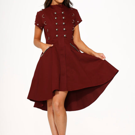 10274 Battalion Burgundy HiLo Swing Dress