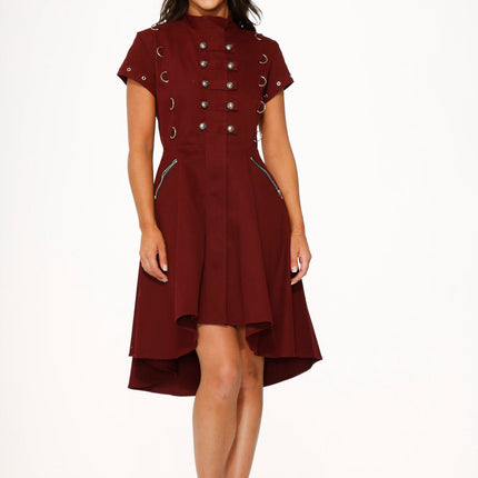 10274 Battalion Burgundy HiLo Swing Dress