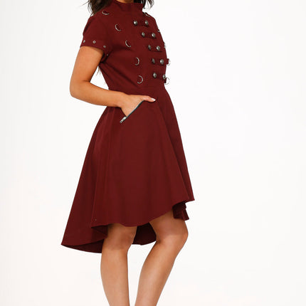 10274 Battalion Burgundy HiLo Swing Dress