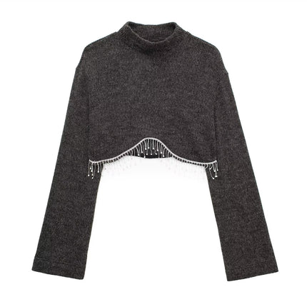 Autumn Winter Jewelry Inlaid Soft Sweater Sweater