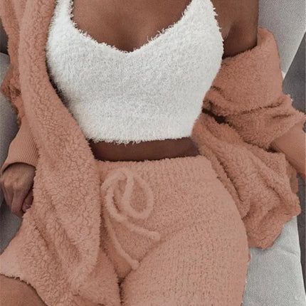 Women's 3-Piece Velvet Pajama Set – Soft Lounge Suit S–XXXL