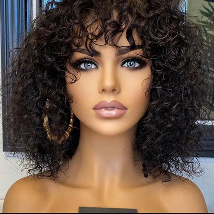 10A Water Wave Bob Wig with Bangs | Peruvian Human Hair | Breathable & Natural | Easy Wear