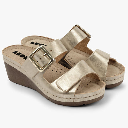 Amara by LEON- Women’s Leather Sandals- Adjustable Comfort Sandals with Gel-Insole