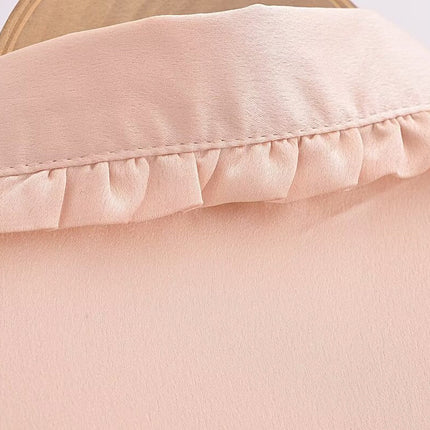 Autumn Casual Women Ruffles Collared Long Sleeve Jewelry Fastener Decoration Solid Color Blouse Top