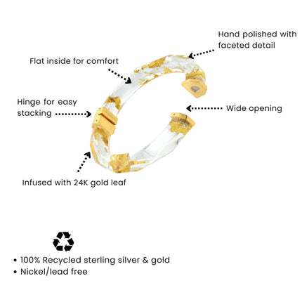 Gold Leaf Thin Lucite Bangle in Clear