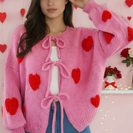 Front tie heart cardigan