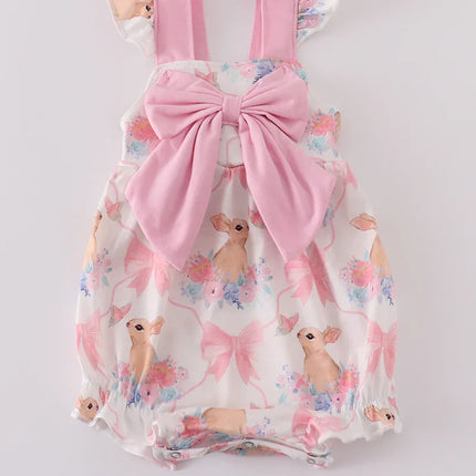 Pink easter bunny bow girl bubble