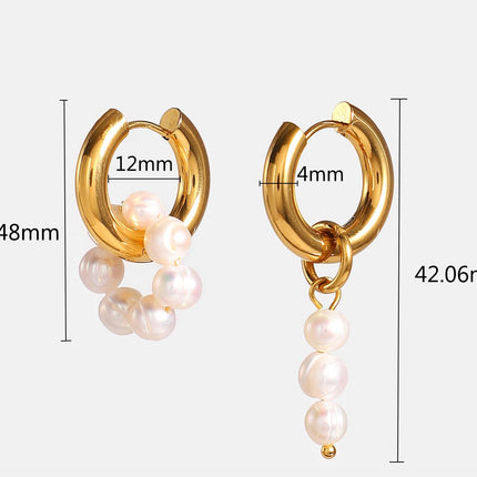 Earrings Wearring 18K Gold Plated Asymmetric Natural Fresh Water Pearl Embellished Ear Ring Earrings Jewelry Accessories