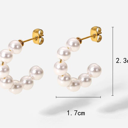 18K Gold Stainless Steel Earrings Personality Pearl Earring Eardrop Women Jewelry Accessories