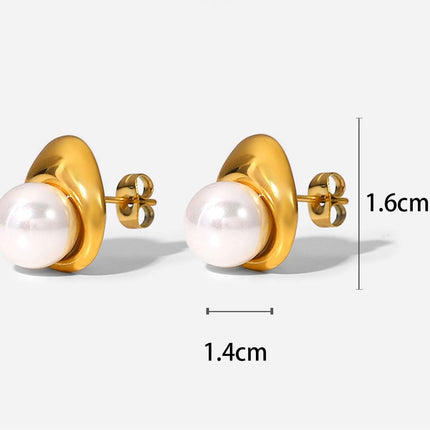 18K Gold Stainless Steel Earrings Personality Pearl Earring Eardrop Women Jewelry Accessories