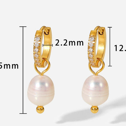 18K Gold Stainless Steel Earrings Personality Pearl Earring Eardrop Women Jewelry Accessories