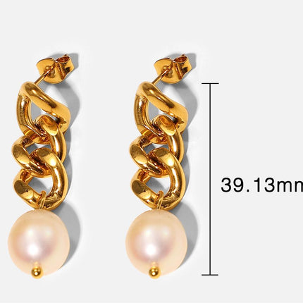 18K Gold Stainless Steel Earrings Personality Pearl Earring Eardrop Women Jewelry Accessories