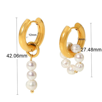 18K Gold Stainless Steel Earrings Personality Pearl Earring Eardrop Women Jewelry Accessories