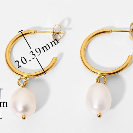 18K Gold Stainless Steel Earrings Personality Pearl Earring Eardrop Women Jewelry Accessories