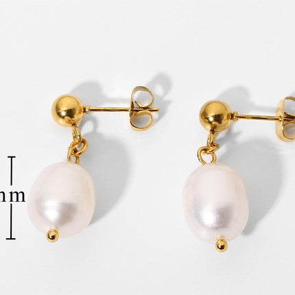 18K Gold Stainless Steel Earrings Personality Pearl Earring Eardrop Women Jewelry Accessories