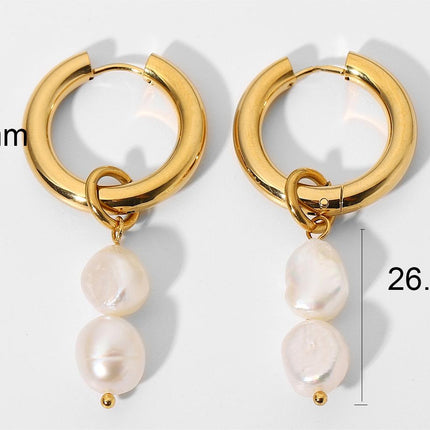 18K Gold Stainless Steel Earrings Personality Pearl Earring Eardrop Women Jewelry Accessories