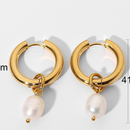 18K Gold Stainless Steel Earrings Personality Pearl Earring Eardrop Women Jewelry Accessories