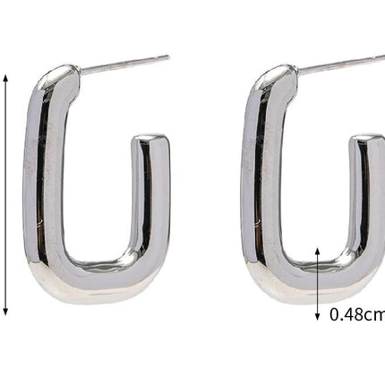 Steel Color Stainless Steel French Glossy Hollow Out Cutout Earrings Mesh Red Blogger Same Hoop Earrings Women Accessories