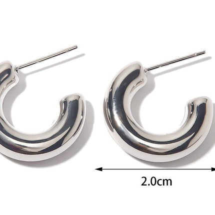 Steel Color Stainless Steel French Glossy Hollow Out Cutout Earrings Mesh Red Blogger Same Hoop Earrings Women Accessories