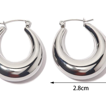 Steel Color Stainless Steel French Glossy Hollow Out Cutout Earrings Mesh Red Blogger Same Hoop Earrings Women Accessories