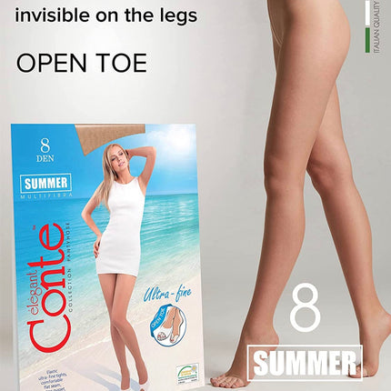 Conte Summer 8 Den Open Toe - Classic Ultra-thin Invisible Women's Pantyhose (14С-31СП)