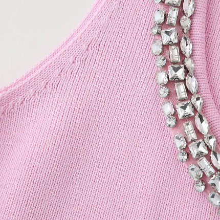 Women Clothing Summer Jewelry Inlay Plain Stitch Mini Dress