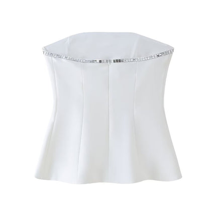 Summer Women Jewelry Inlaid Top Tube Top Short Type Skirt Set Women