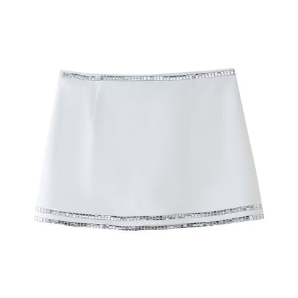Summer Women Jewelry Inlaid Top Tube Top Short Type Skirt Set Women