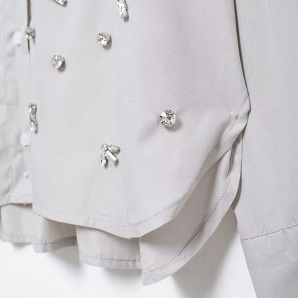 Autumn Artificial Jewelry Decoration Poplin Shirt Casual Shorts Women Suit