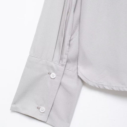 Autumn Artificial Jewelry Decoration Poplin Shirt Casual Shorts Women Suit