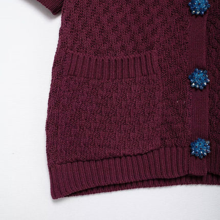 Autumn Women Street Jewelry Button Decoration Knitted Coat