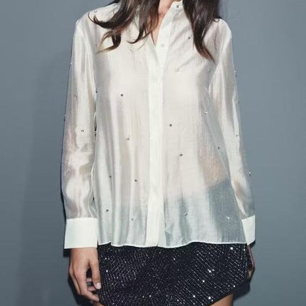 Women Clothing Classic Western Jewelry Embroidered Shirt