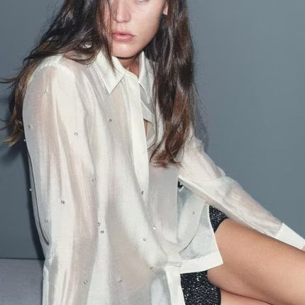 Women Clothing Classic Western Jewelry Embroidered Shirt