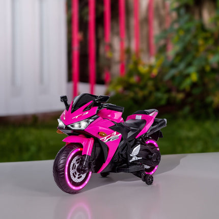 12V Motorcycles For Kids : With Training Wheels (Pink)