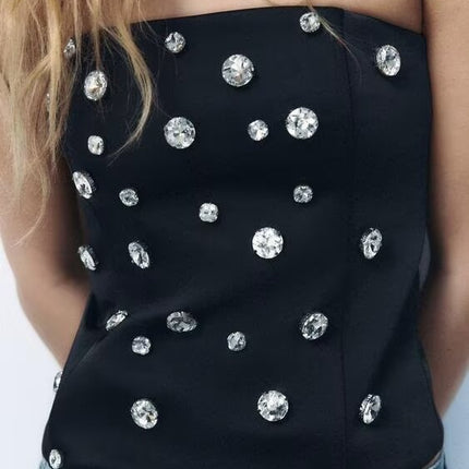 Winter Women Sexy Jewelry Corset Top