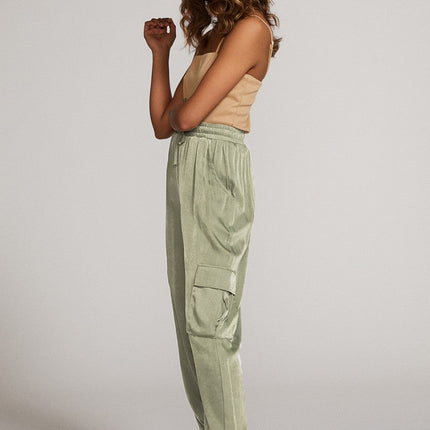 Textured satin cargo pants