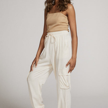 Textured satin cargo pants