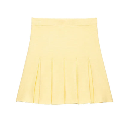 Jewelry Knitted Top Wide Pleated Knitted Mini Skirt Two Piece Sets