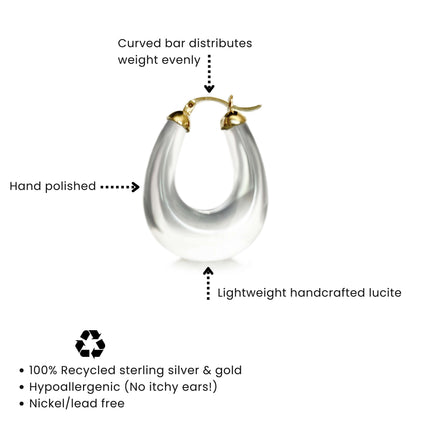 Clear Chunky Bucket Hoop Earrings