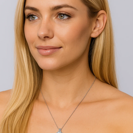 Two Carat Halo Cubic Zirconia Pendant Necklace
