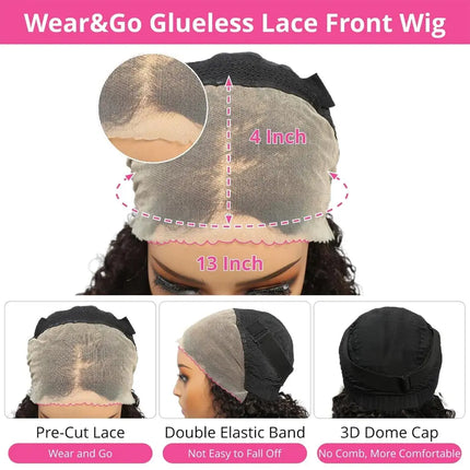 13x4 Glueless Kinky Straight Bob Wig | Ready-to-Wear | Brazilian Remy Human Hair