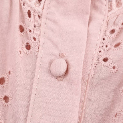 Women Clothing Casual Hollow Out Cutout Embroidered Shirt