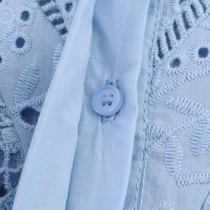 Women Clothing Autumn Hollowed out Embroidered Shirt