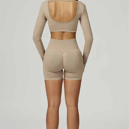 The Prime Long Sleeve Crop Top Shorts 2-Piece Set