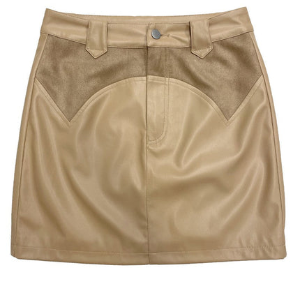 Western contrast pleather mini skirt