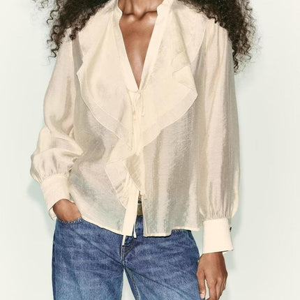 Fall WomenClothing Laminated Decoration Bow Shirt