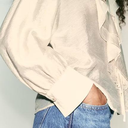 Fall WomenClothing Laminated Decoration Bow Shirt