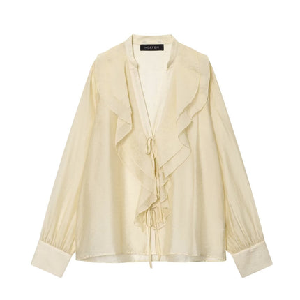 Fall WomenClothing Laminated Decoration Bow Shirt