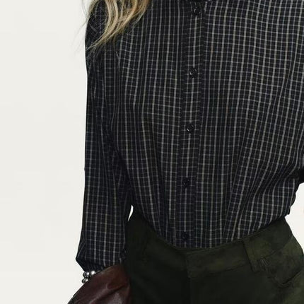 Women Clothing Cotton Scarf Plaid Shirt